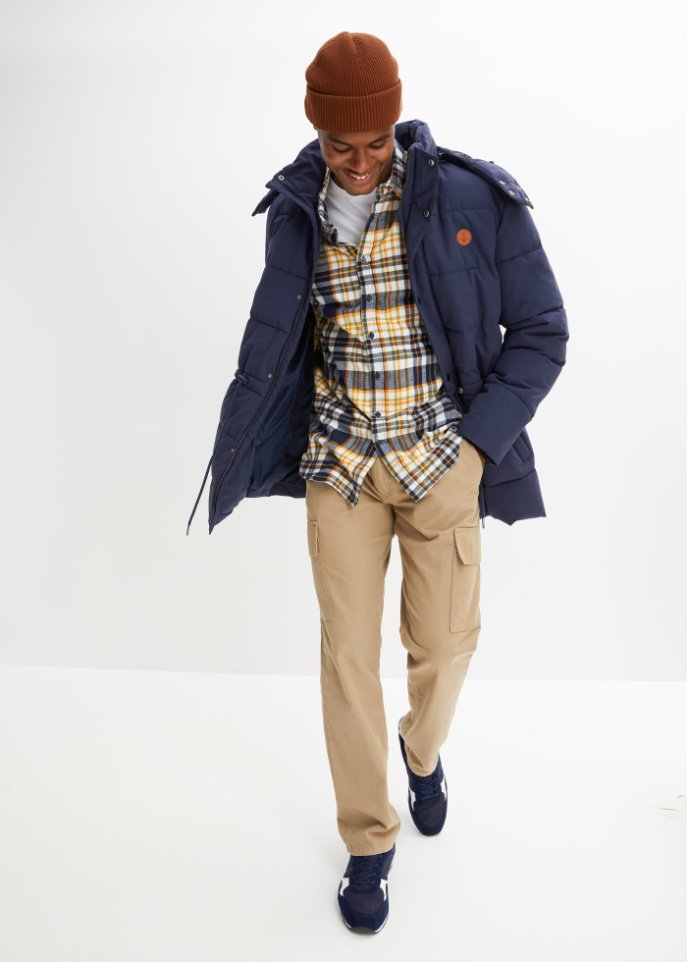 Steppjacke mit abnehmbarer Kapuze und Tunnelzug aus recyceltem Polyester