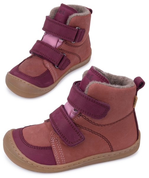 Koel bare+ ~ Karo HighCut Klettschuh Wollfleece + Tex ~ Blossom