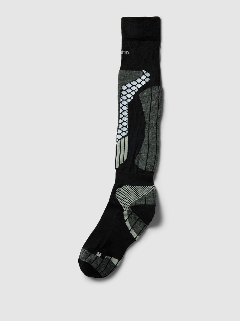 Socken mit Label-Detail Modell 'Merino' in schwarz