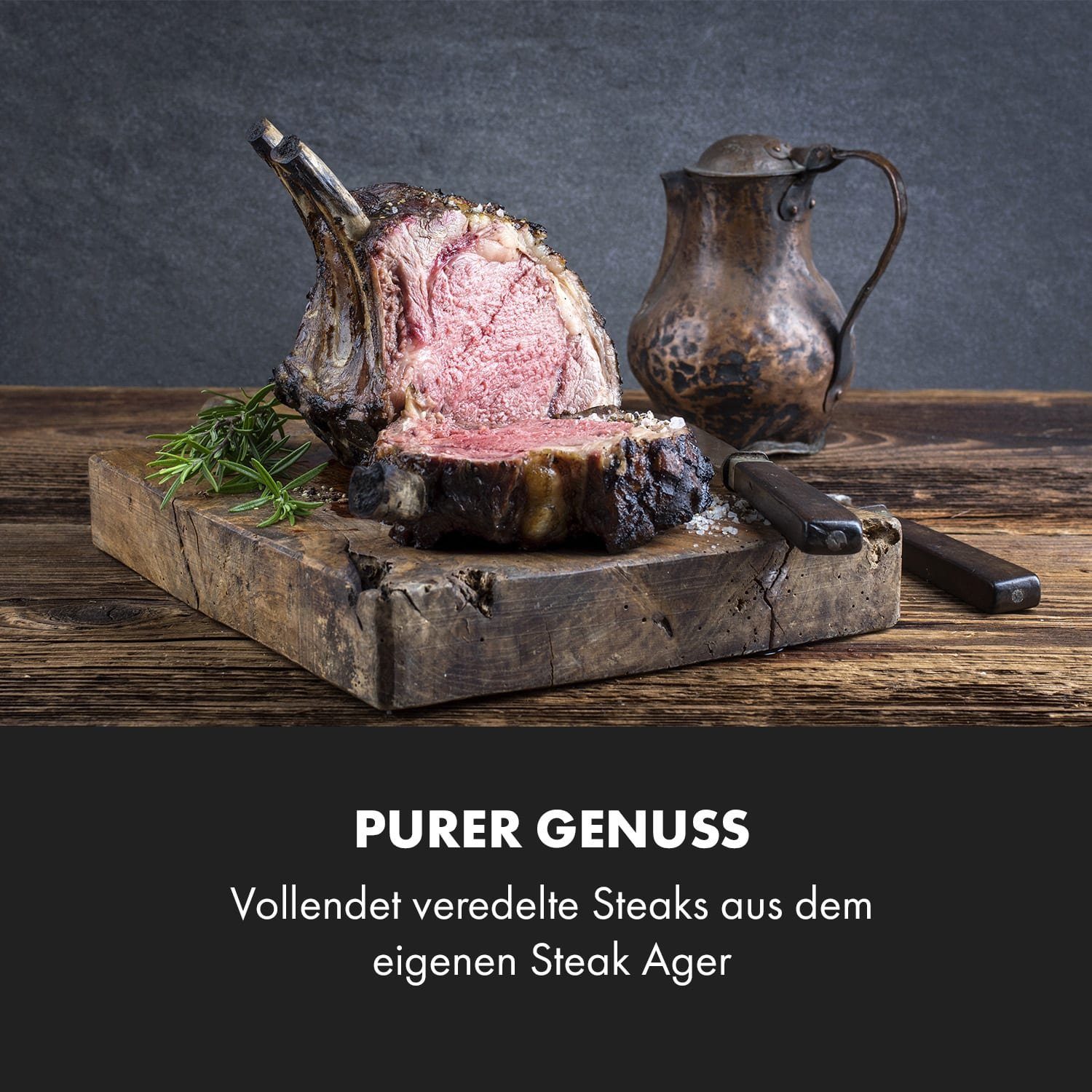 Klarstein Getränkekühlschrank HEA10-SteakhousePro 10035176, 82 cm hoch, 59.5 cm breit, Steakhouse Flesich Kühlschrank Fleischreifeschrank