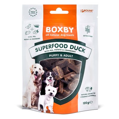 Boxby Superfood-Snacks mit Ente, Erbse und Cranberry