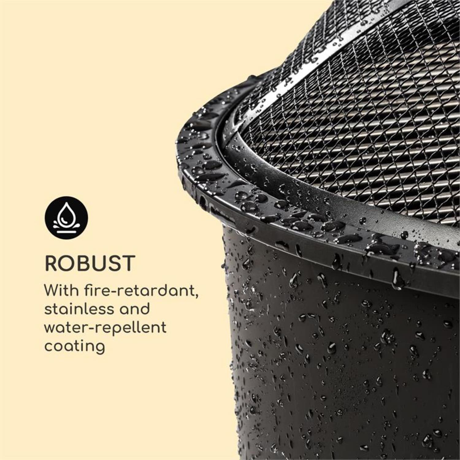 blumfeldt Feuerschale Oreos 2-in-1-Feuerschale Ø75cm Funkenschutz Ø68cm Grill Stahl schwarz, Doppelt praktisch: Feuerschale aus pulverbeschichtetem Stahl mit einem Edelstahl-Grillrost