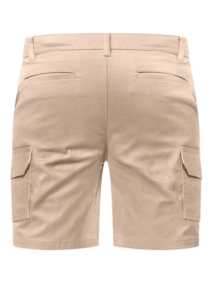 Rello & Reese  Shorts - mit Cargotaschen & Stretchanteil Kurze Hose Bermuda in Stone günstig kaufen
