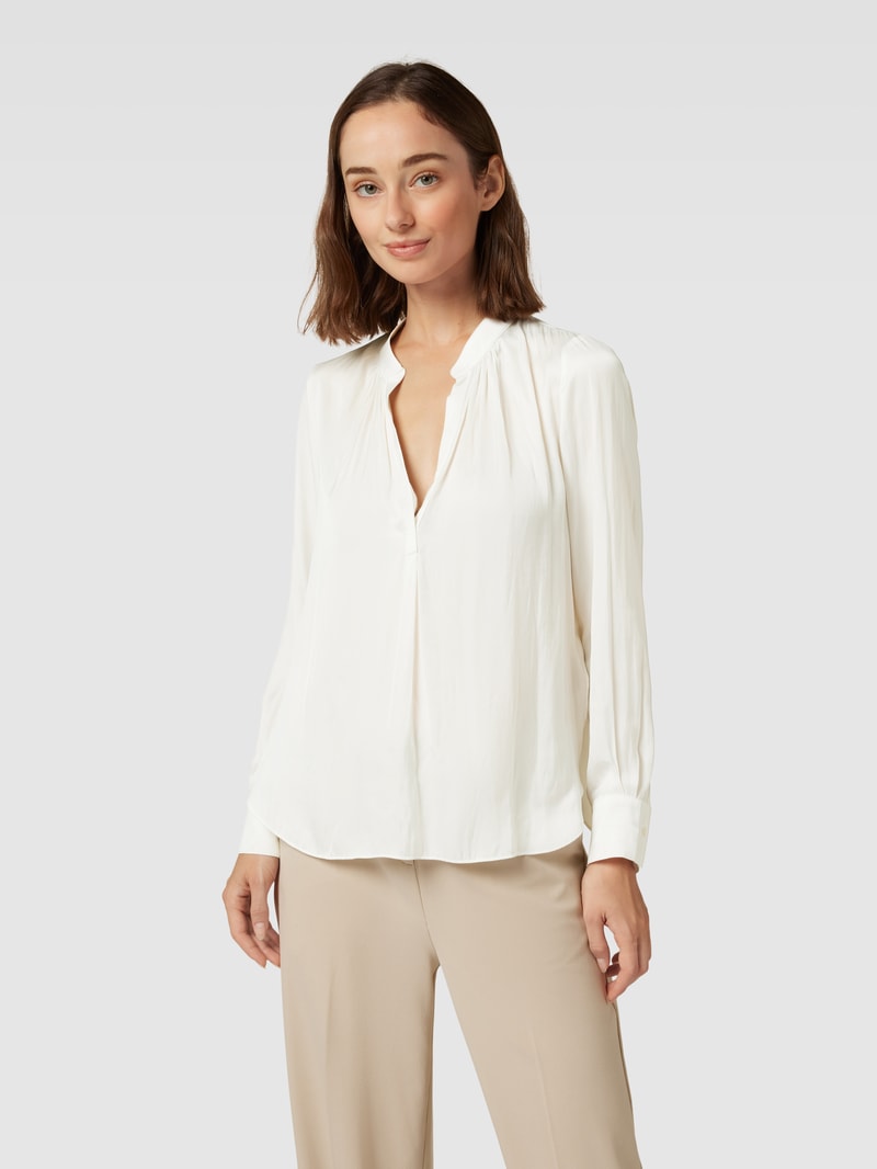 Blusenshirt aus Satin mit Tunikakragen in ecru