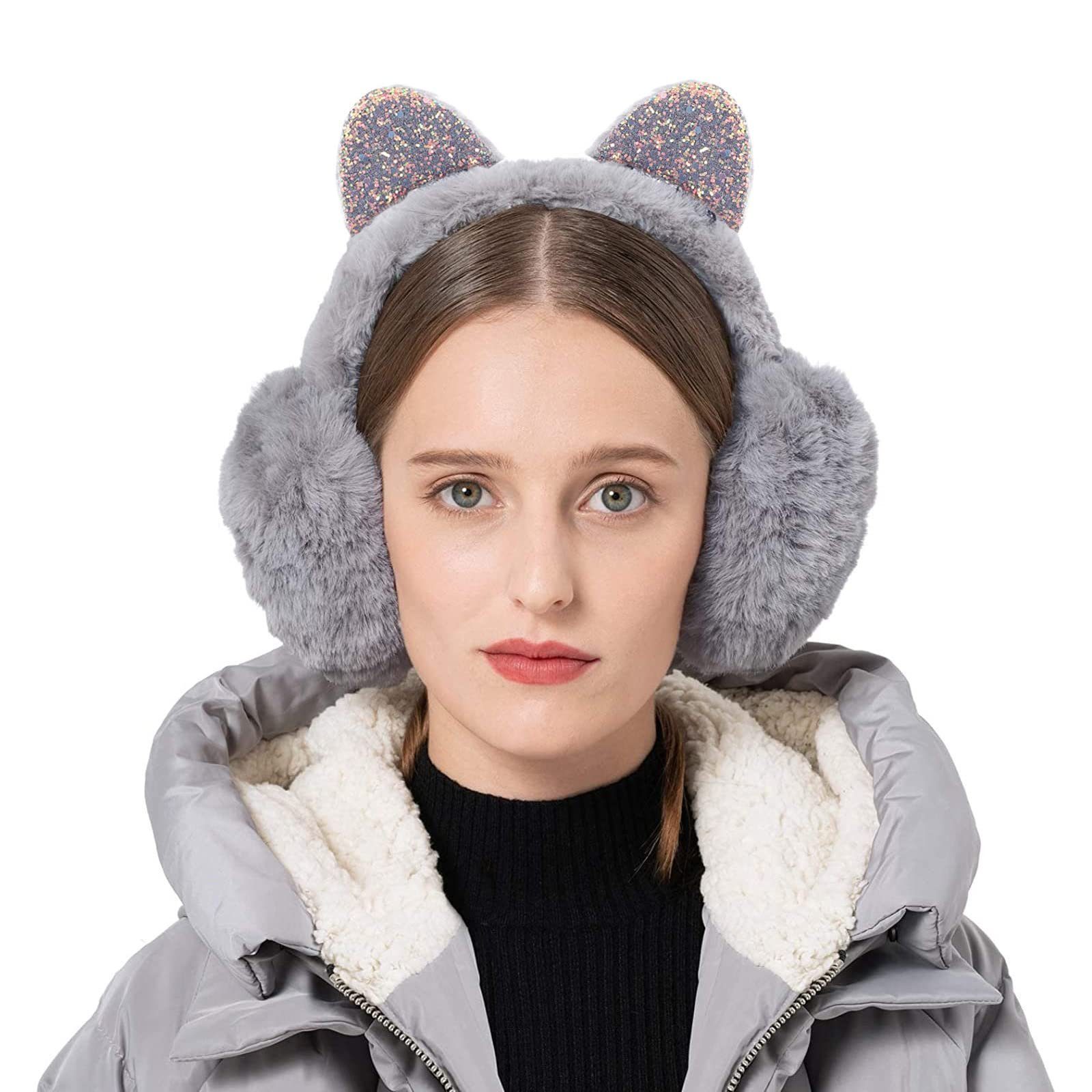 SOTOR Ohrenwärmer Winter Ohrenwärmer,Damen Ohrenschützer,Faltbare Plüsch Earmuffs (1-St) Faltbare Katzenohr Kälteschutz Kalte Ohrenschutz