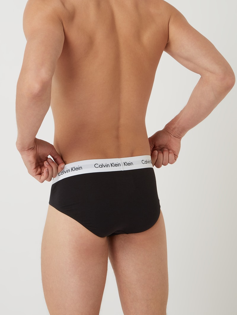 Slips aus Baumwoll-Mix im 3er-Pack in schwarz