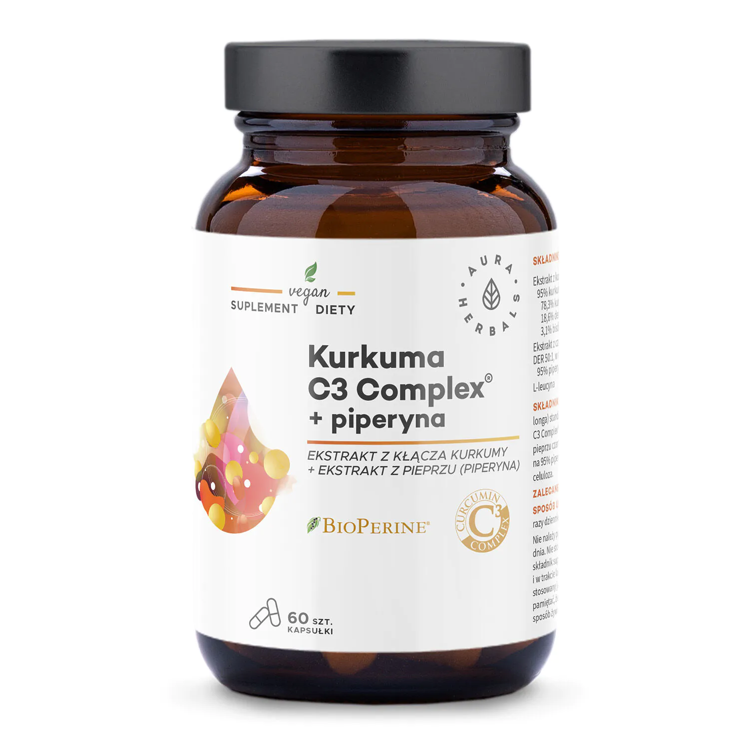 Κάψουλες Aura Herbals με σύμπλεγμα C3 500 mg με κουρκουμά + πιπερίνη