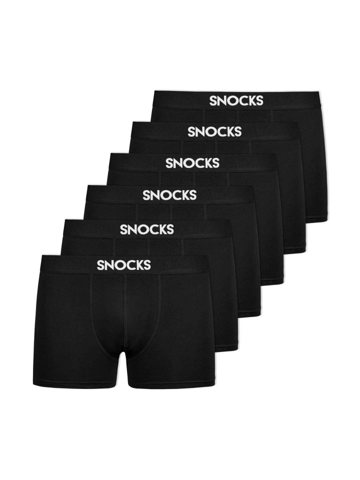 SNOCKS Boxershorts aus Bio-Baumwolle 6 Stück in Schwarz günstig kaufen