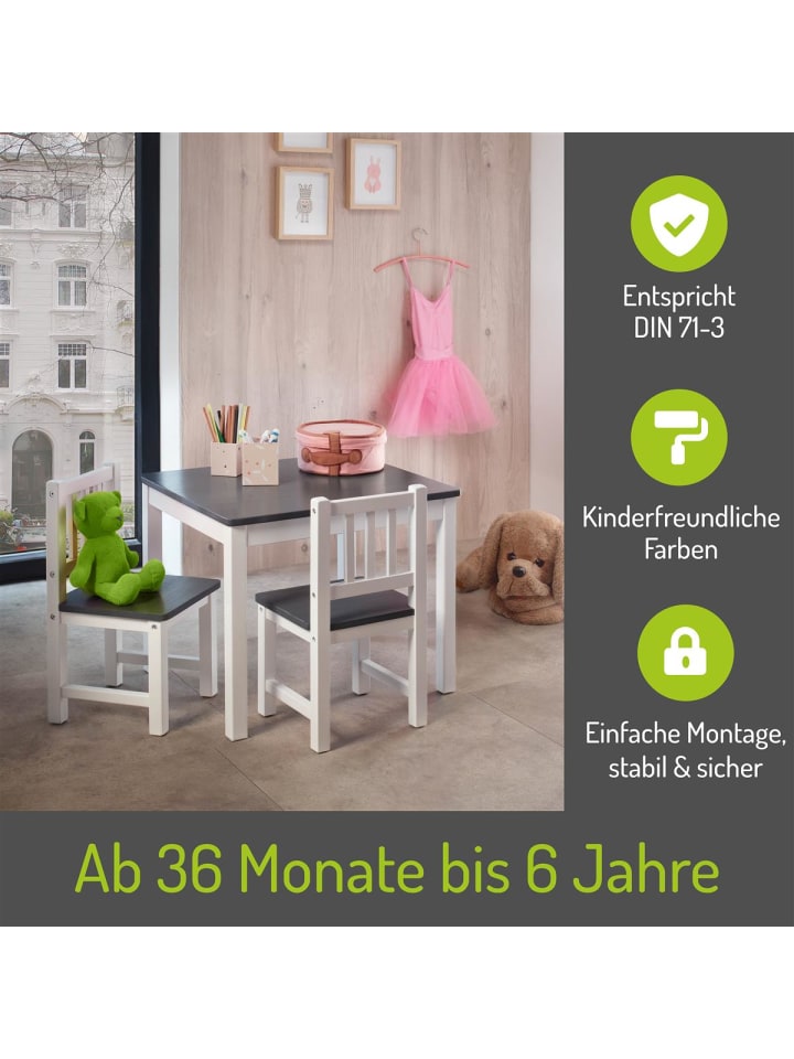 BOMI 3-tlg. Kindersitzgruppe Amy in Grau / weiß günstig kaufen onesize