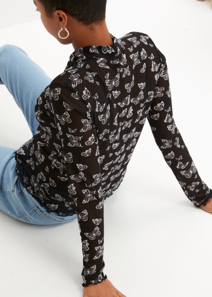 Mesh-Shirtbluse