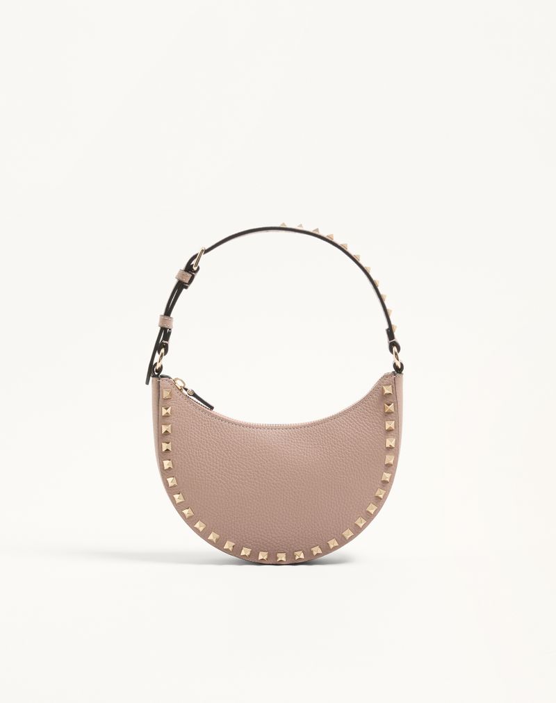 Mini Rockstud Hobo-tas van generfd kalfsleer