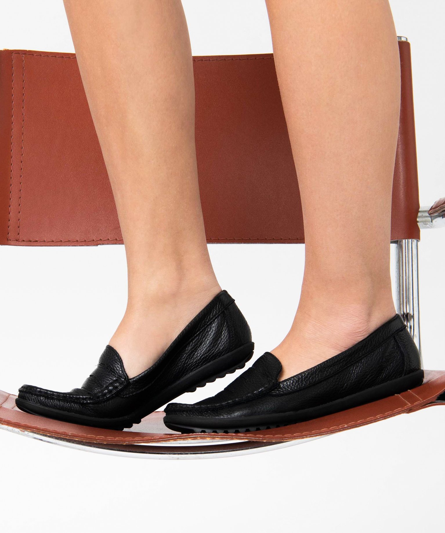 Mocassins confort femme dessus cuir uni noir | GEMO