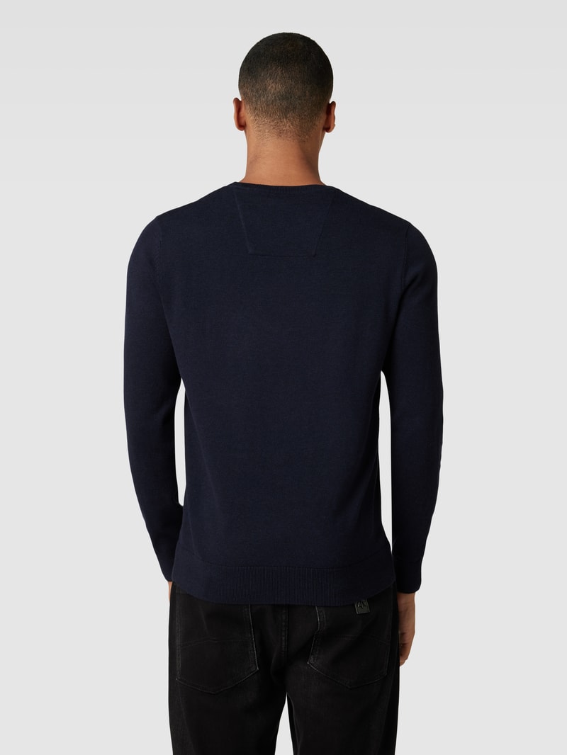 Strickpullover mit Logo-Stitching in marineblau