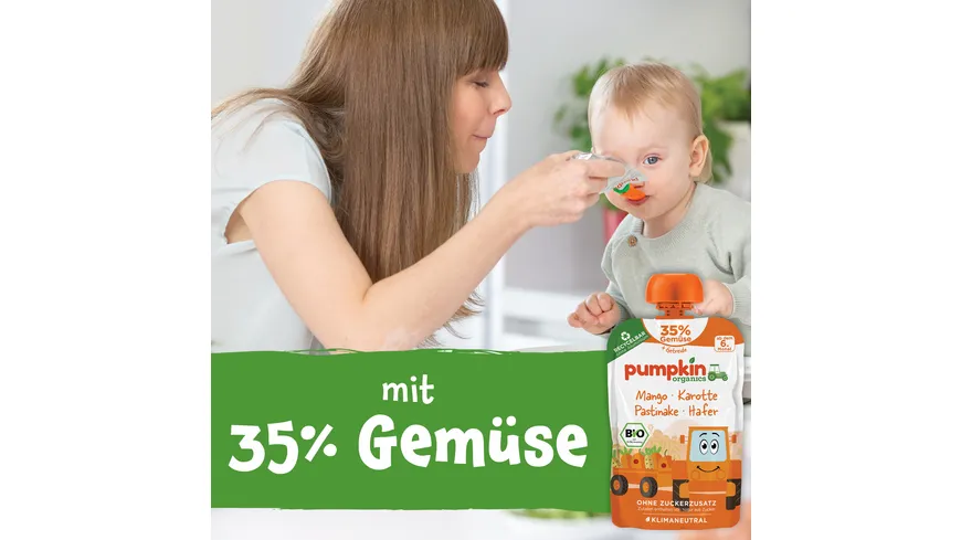 pumpkin organics Bio Quetschie: Mango, Karotte, Pastinake, Hafer 100 g