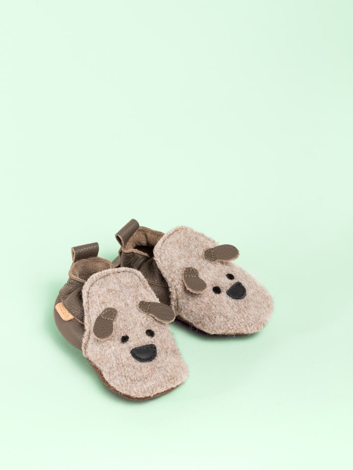 Gottstein Krabbelschuhe Dog Face in beige  günstig kaufen