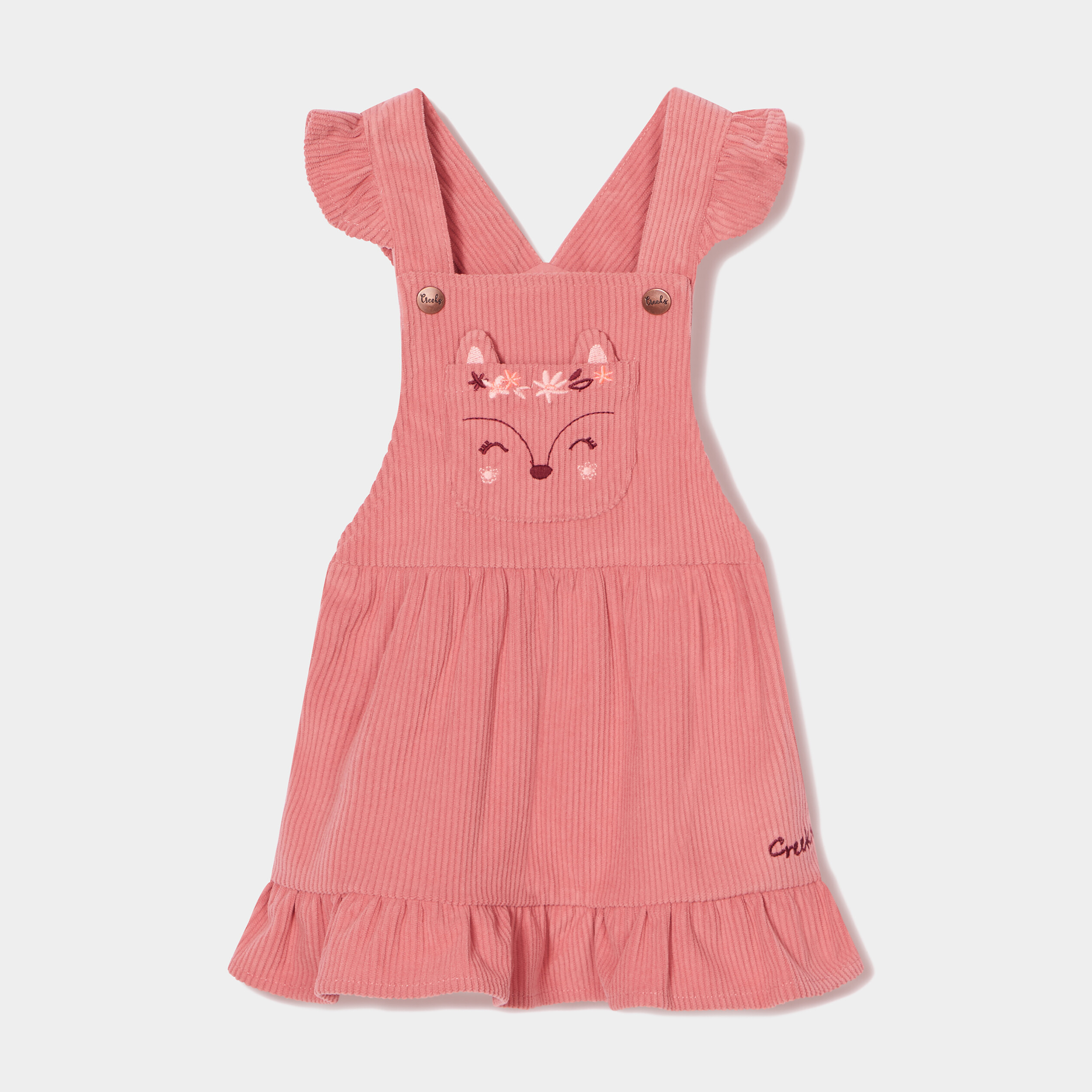 Robe velours évasée à volants Creeks vieux rose bébé fille | La Halle