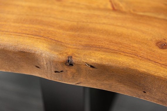 riess-ambiente Couchtisch MAMMUT 110cm honigfarben / schwarz, Wohnzimmer · Massivholz · Baumkante · Metall · Industrial