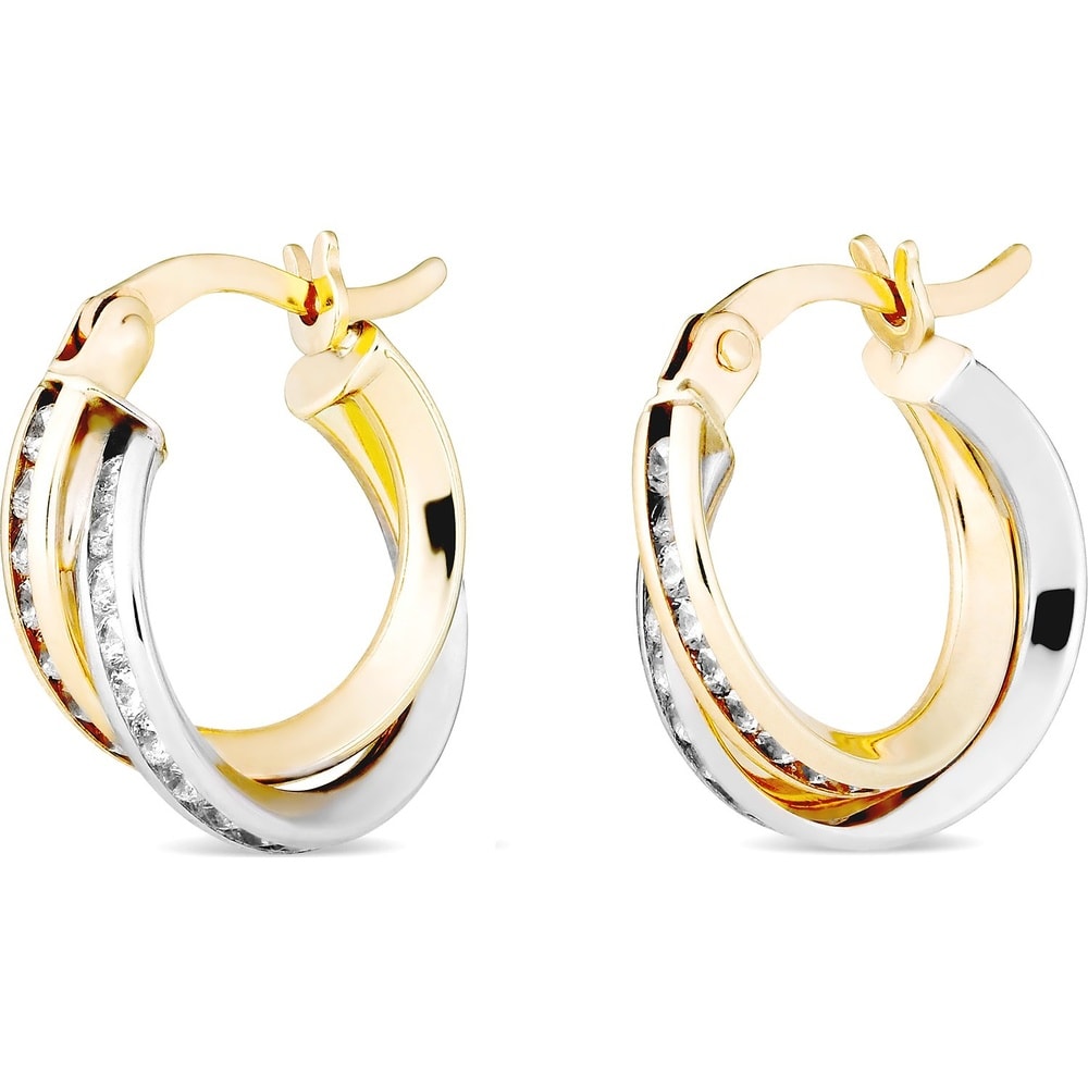 FAVS Créoles 375 Or jaune, 375 Or blanc Boucles d'oreilles