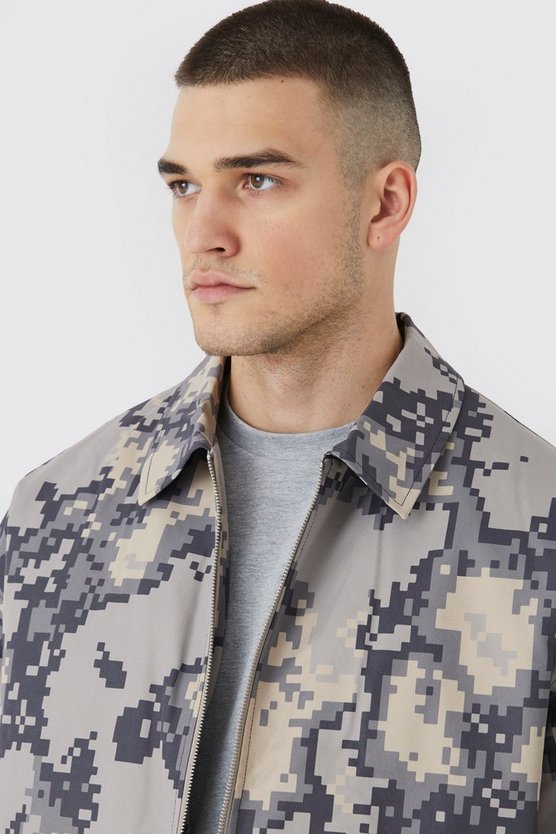 Tall kastige Camouflage Harrington-Jacke