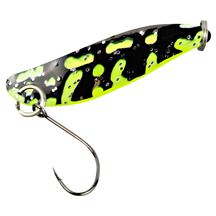 FTM Trout Spoon Hammer (3,2 g, Grün/Schwarz Glitter UV)