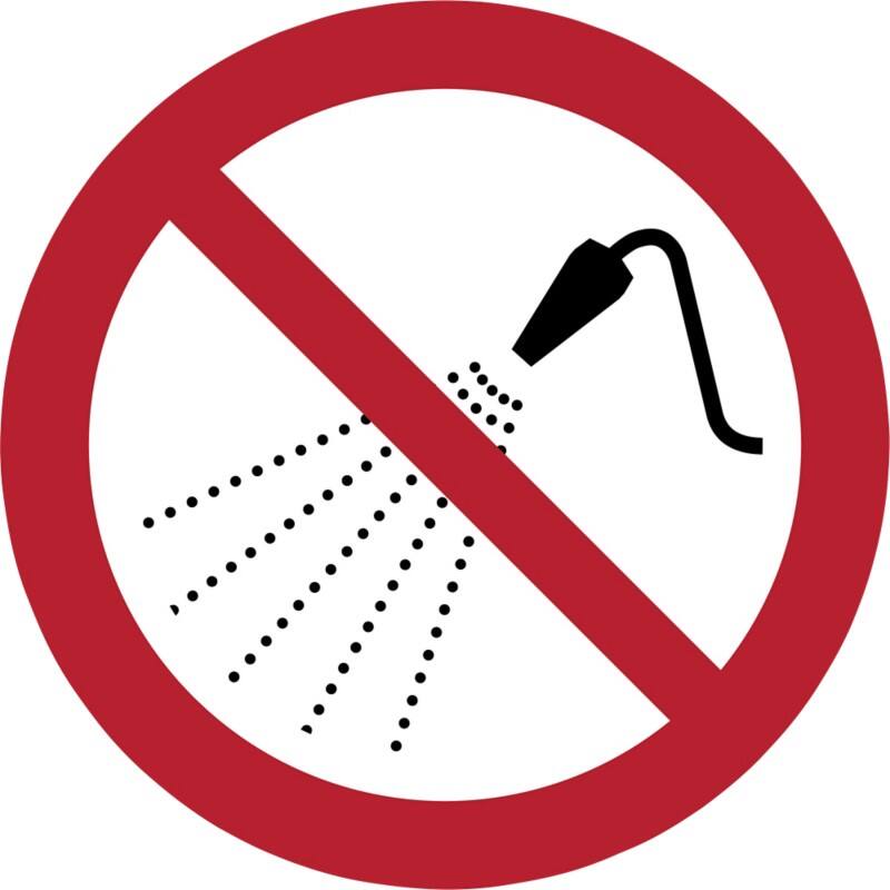 Djois Warnschild Mit Wasser spritzen verboten Klebstoff, einschraubbar PP (Polypropylen) 10 (B) x 0,14 (H) cm 3 Stück