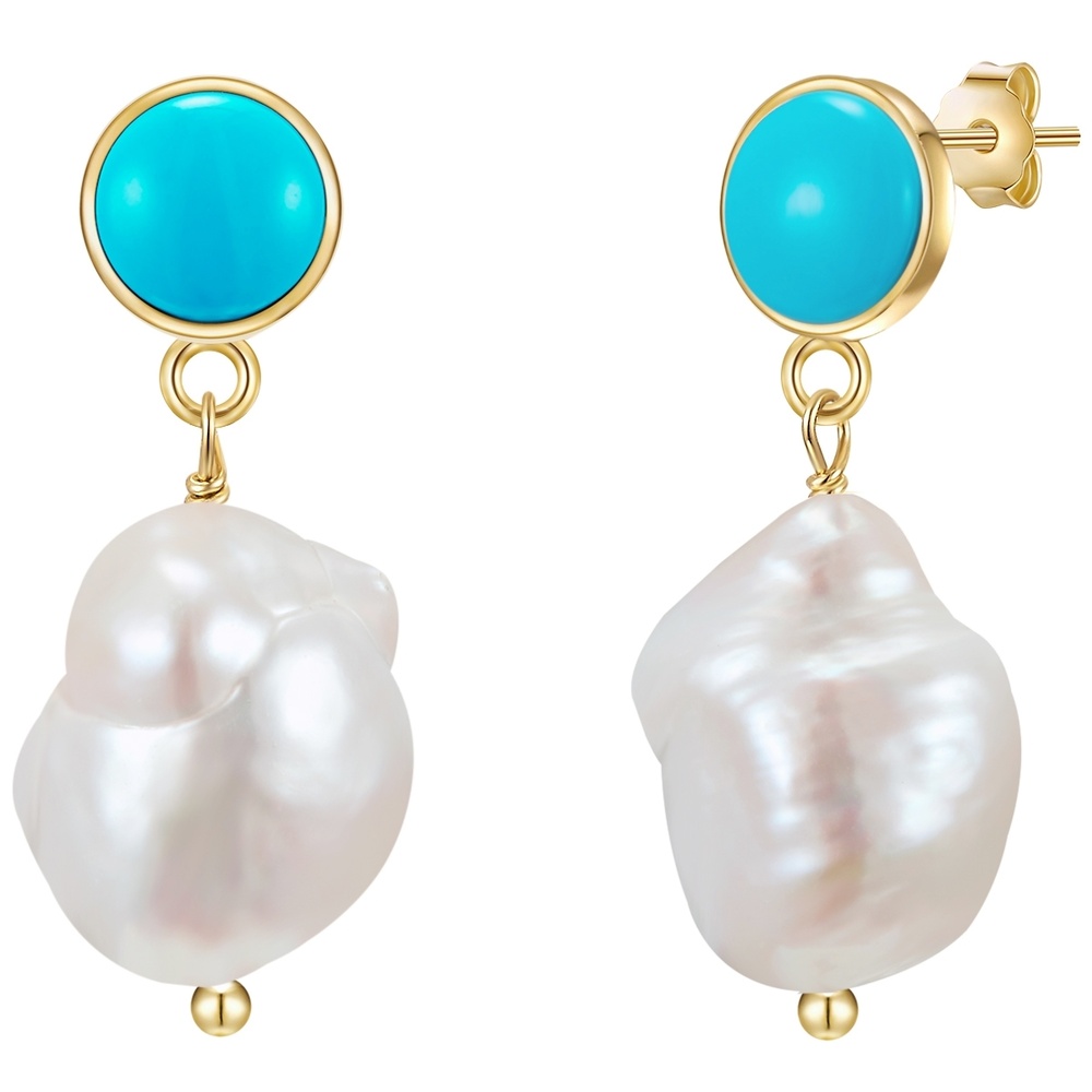 Glanzstücke München Boucles d'oreille en argent Perle de culture d'eau douce Turquoise reconstituée P Boucles d'oreilles