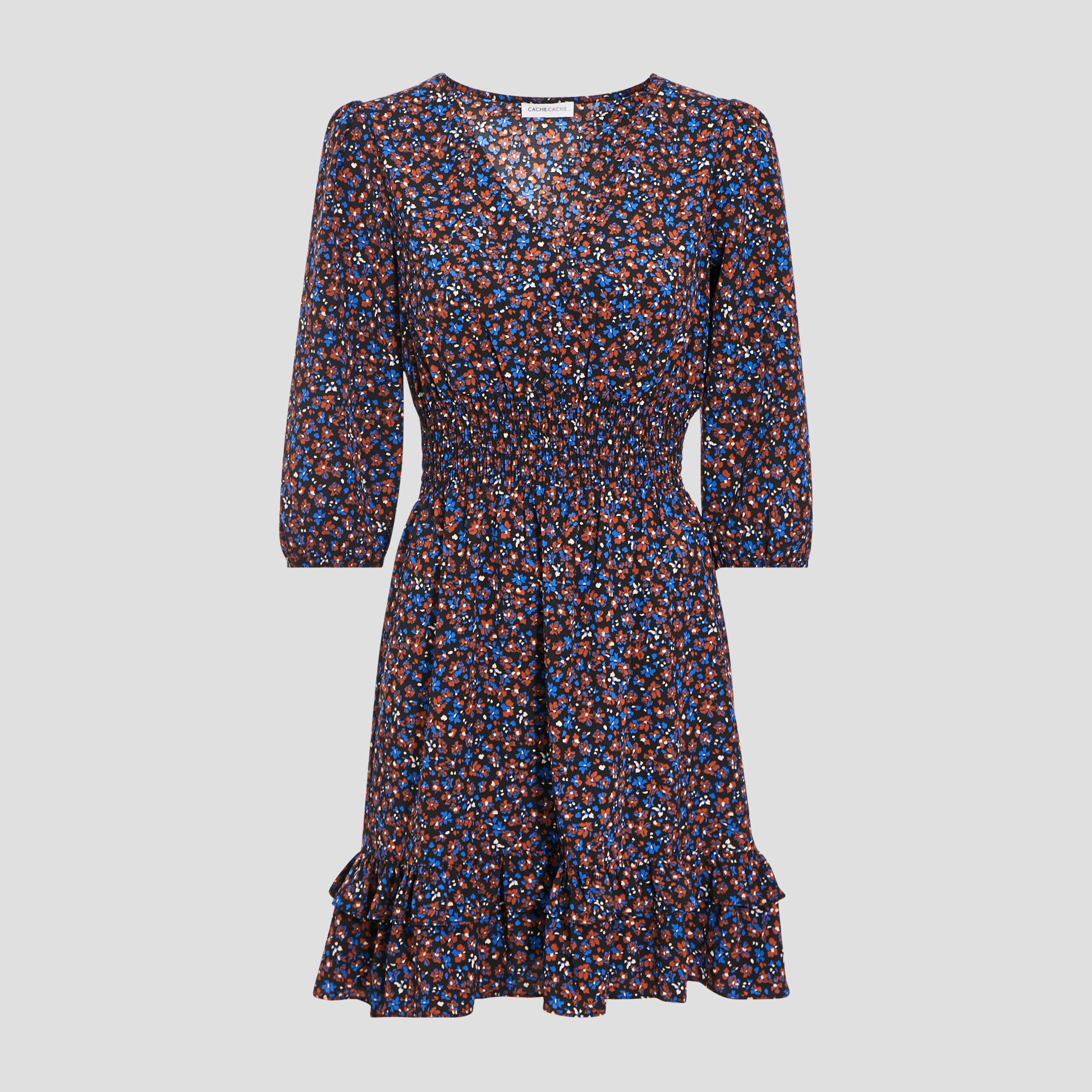 Robe droite smockée noir femme | Cache Cache