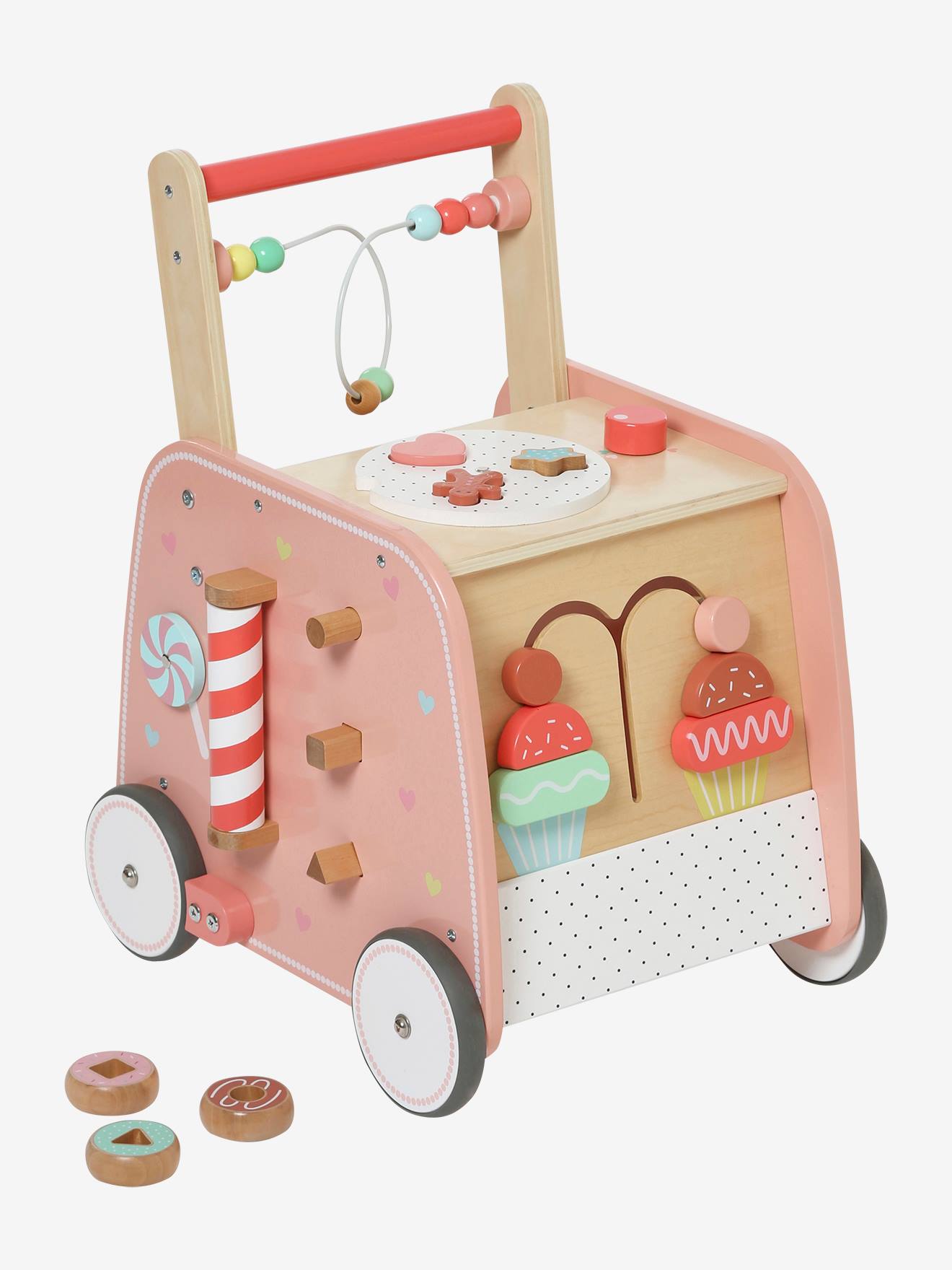 Vertbaudet Baby Activity-Lauflernwagen KLEINE PATISSERIE, Holz FSC - natur
