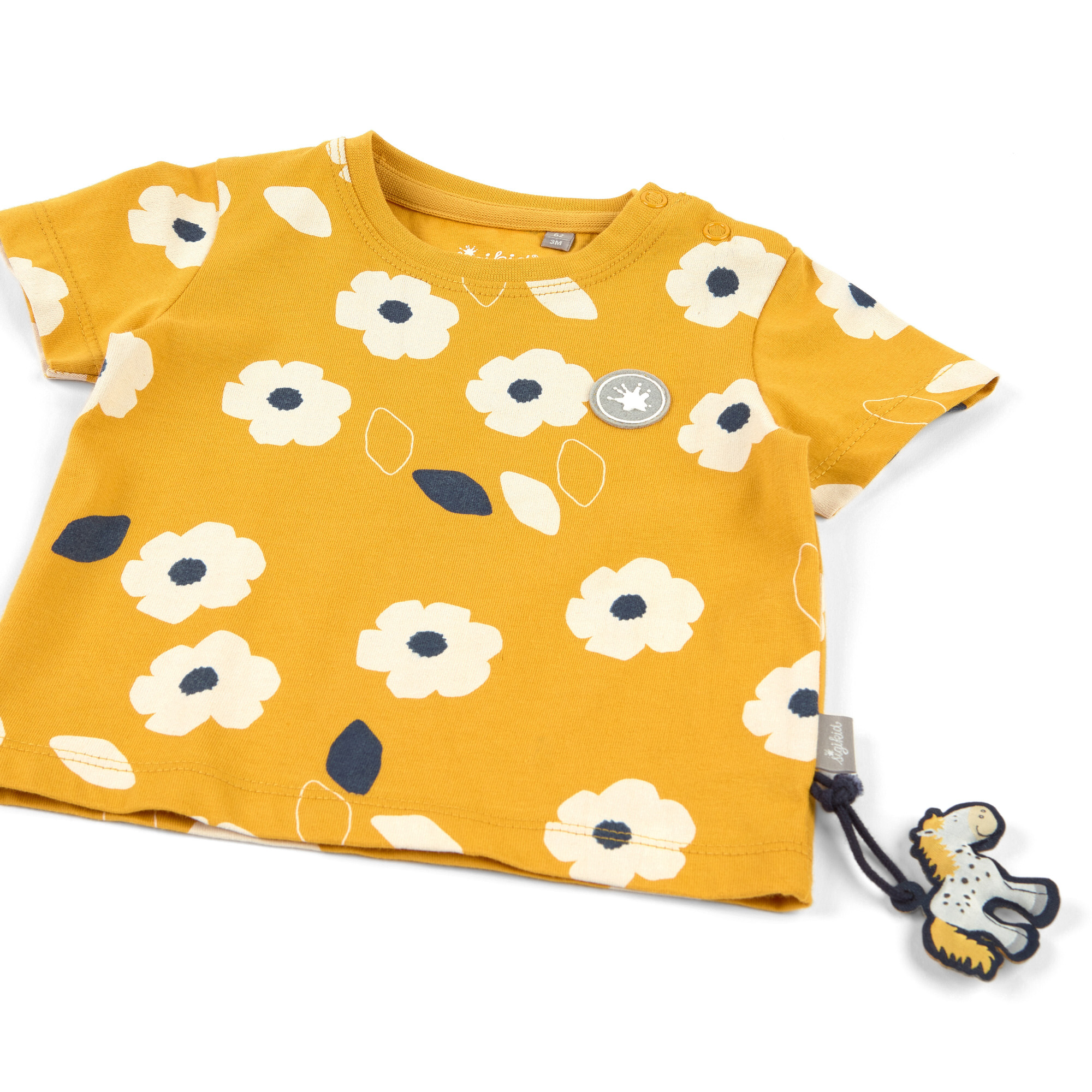T-Gelbes Baby T-Shirt mit Blümchen bedruckt