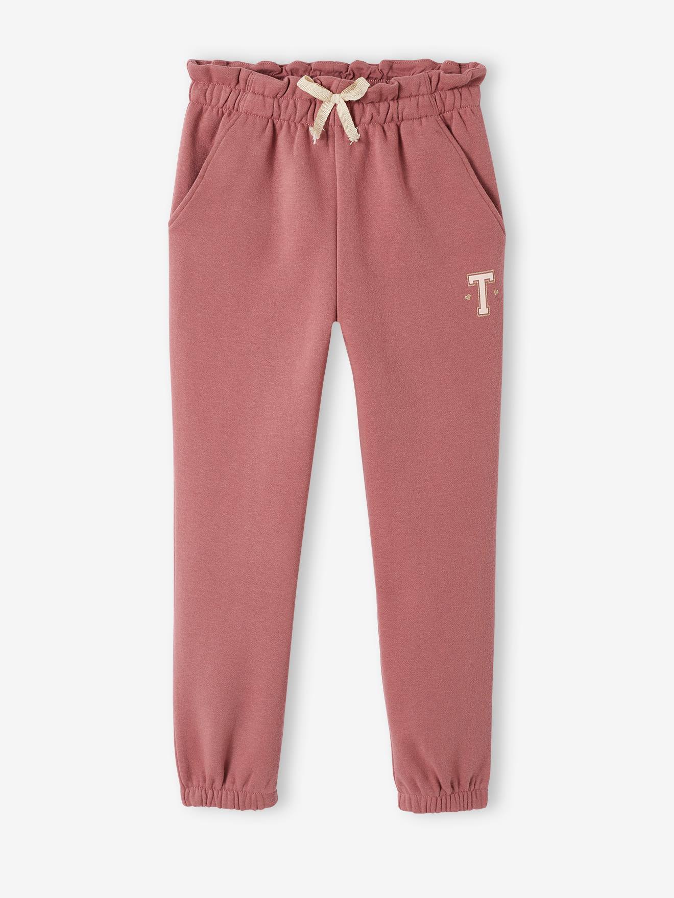 Pantalon jogging en molleton fille ceinture paperbag marine