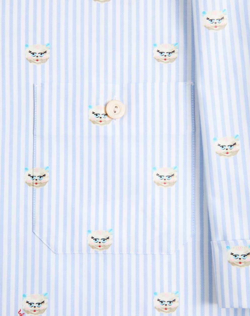 Camisa Valentino Oxford de algodão com estampa Le Chat De La Maison