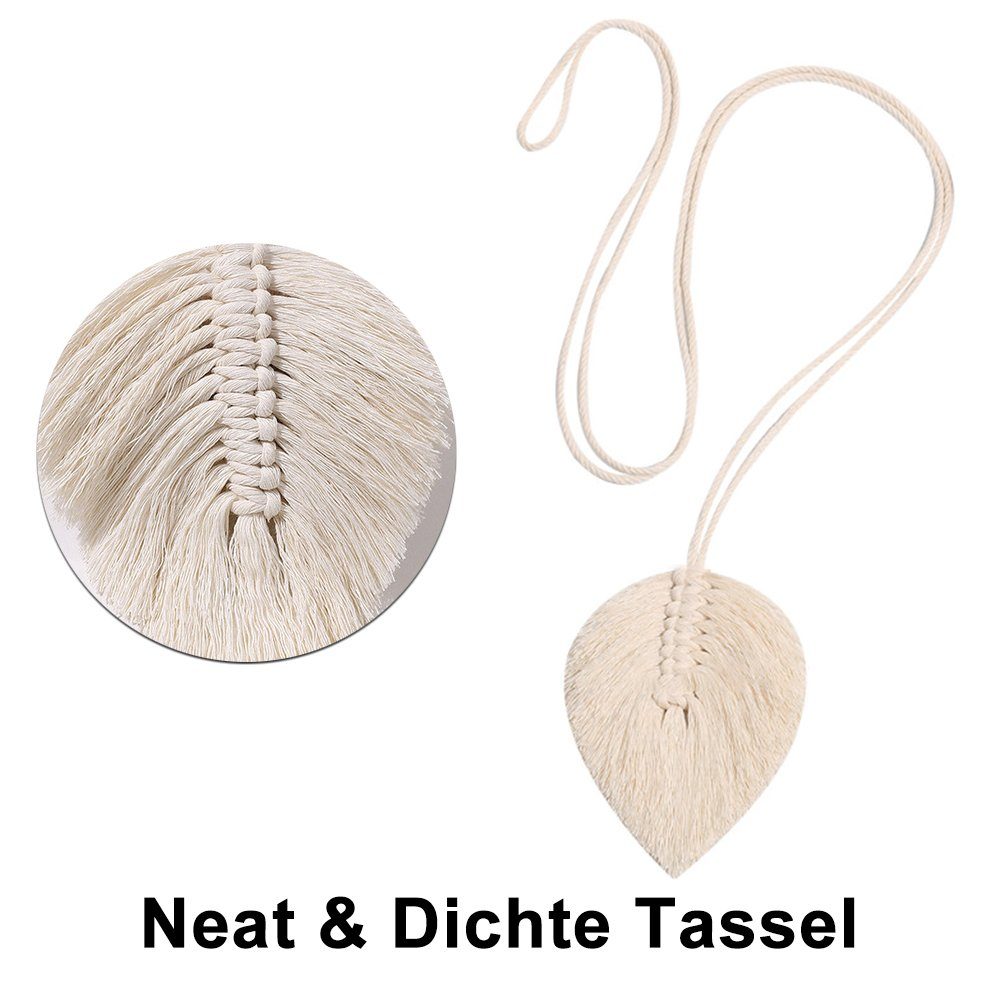 Raffhalter 2Pcs Vorhang Raffhalter, Boho Makramee Blätter, für Büro Gardinen Deko, Einemgeld