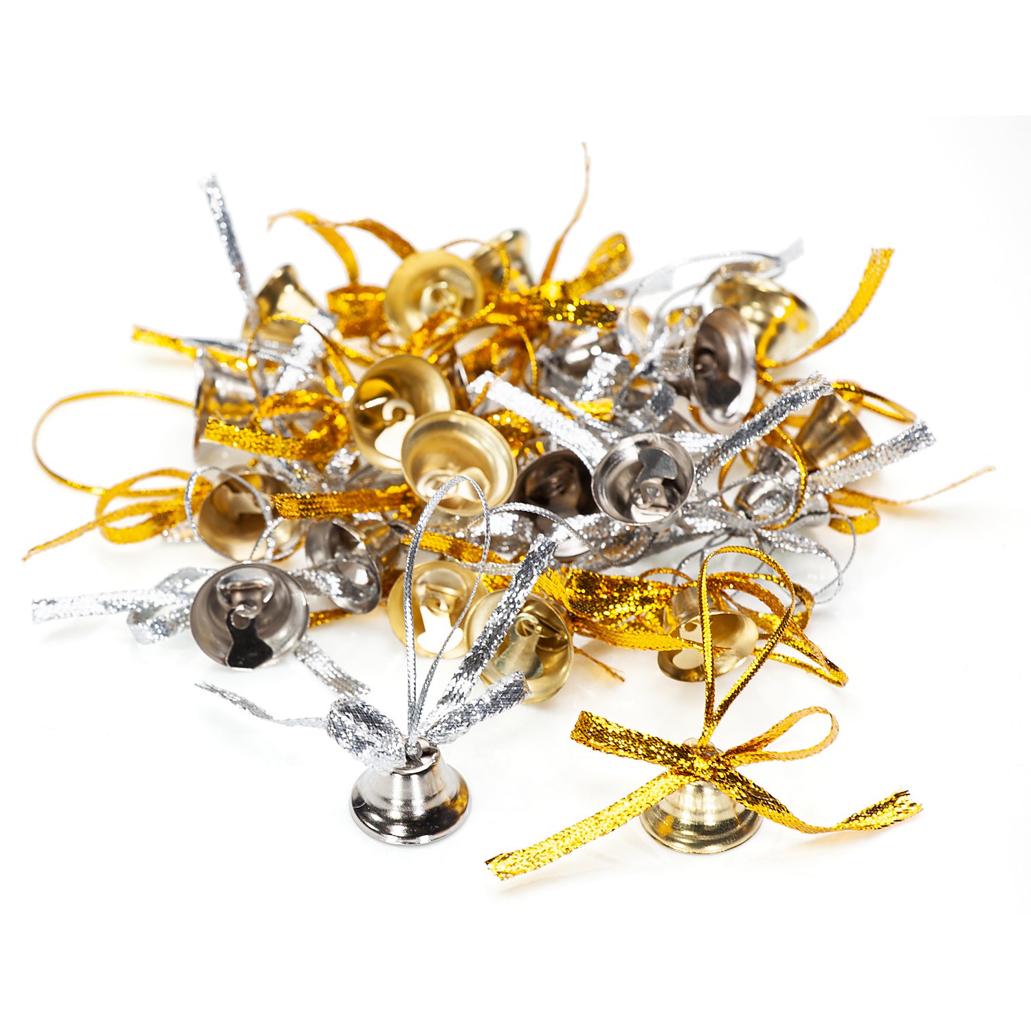 Metall-Glöckchen, gold und silber, 1,5 cm und 2 cm, 24 Stück