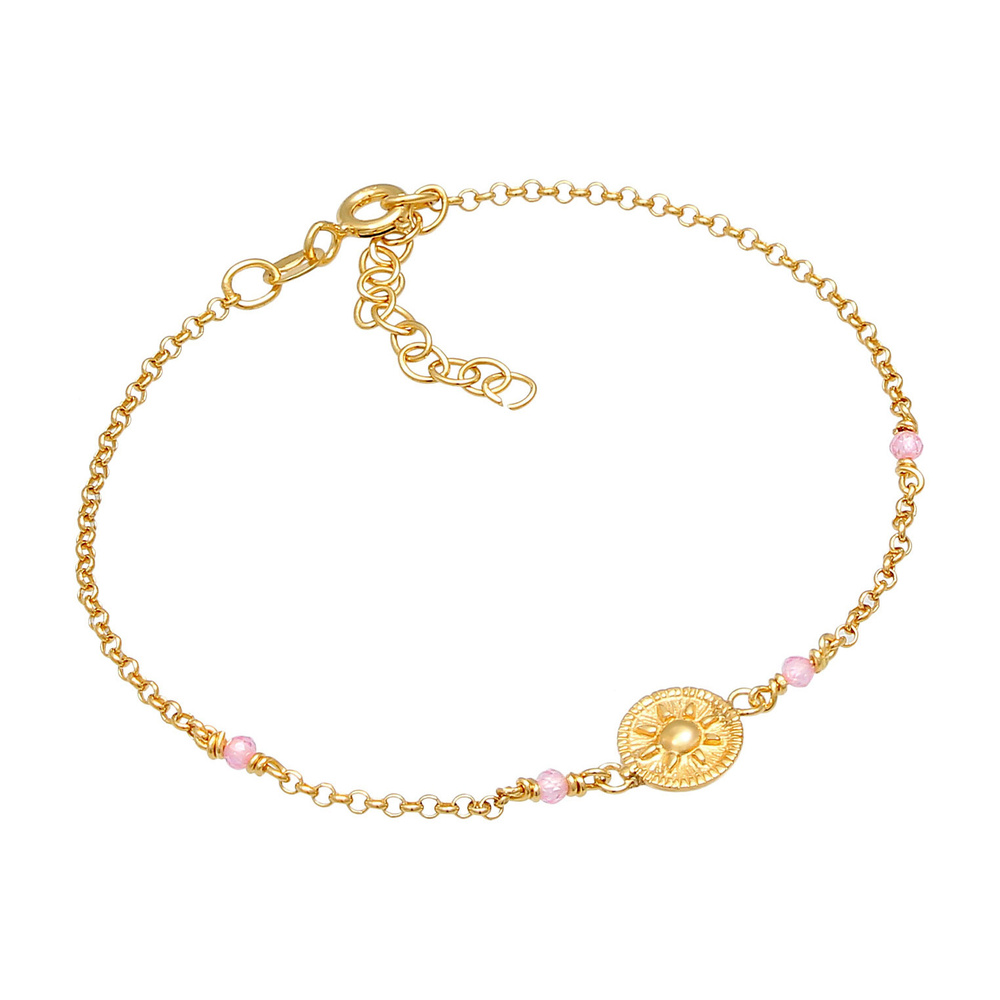 Elli Elli Bracelet Dames Pièce de Monnaie Sun Vintage Trend Réglable avec Quartz Rose  Bracelet