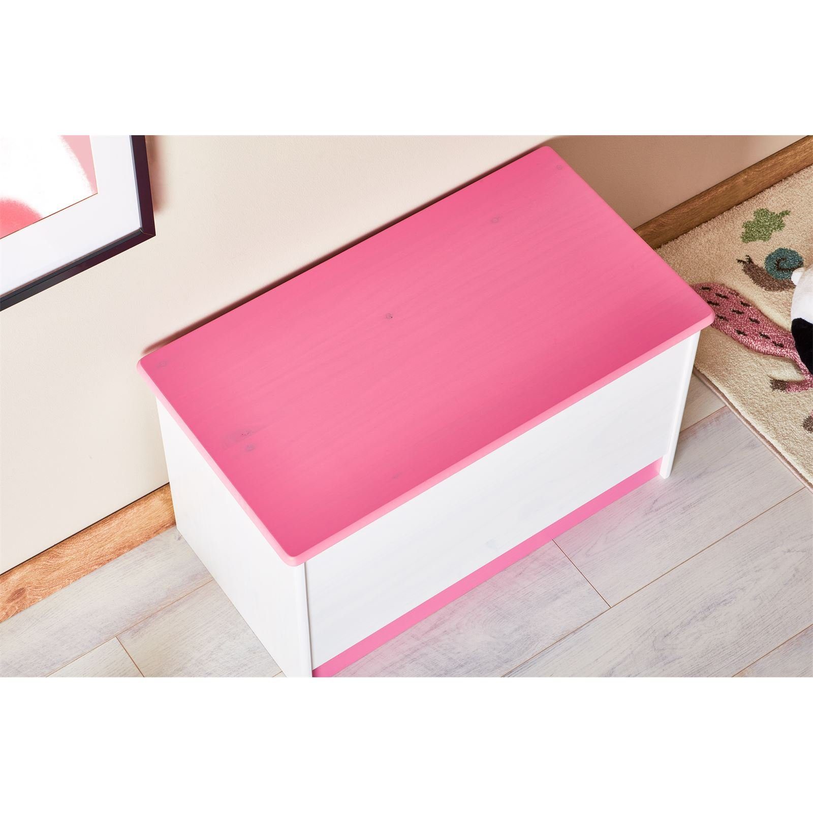 IDIMEX Spielzeugtruhe HANNAH (Set), Spielzeugtruhe Kiste Aufbewahrungsbox Kindermöbel Kiefer massiv weiß/r
