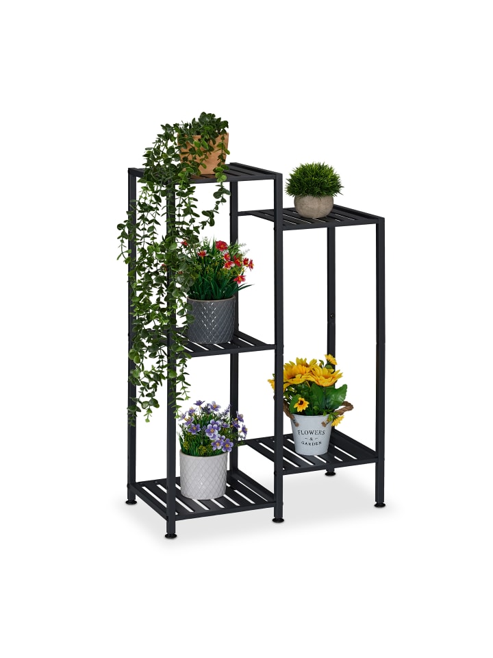 relaxdays Blumenregal in Schwarz - (B)55 x (H)81 x (T)28,5 cm günstig kaufen onesize