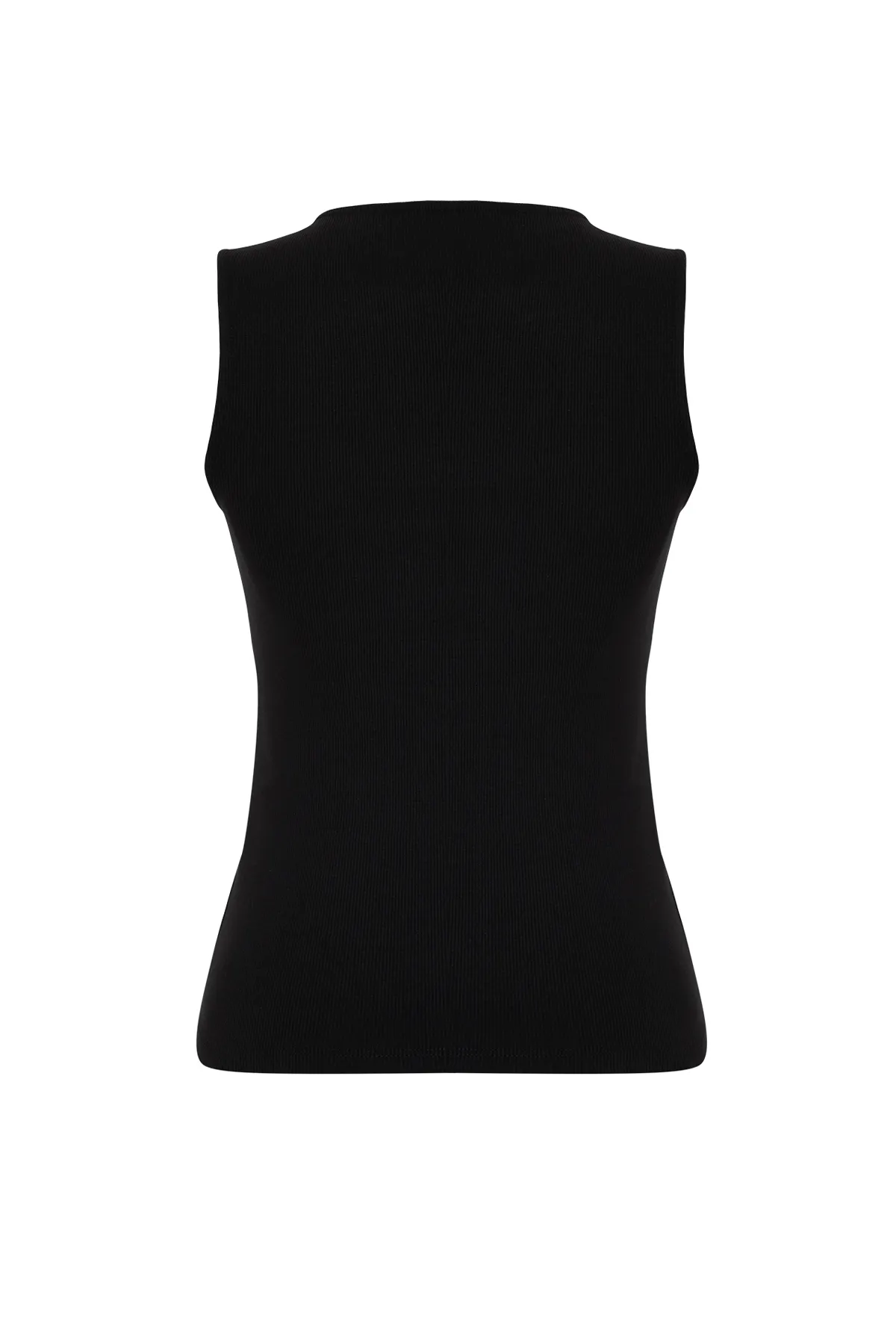 Trendyol Collection  Schwarze, figurbetonte, gerippte, flexible Strickbluse mit Reißverschluss und Nullärmeln TWOSS24BZ00477
