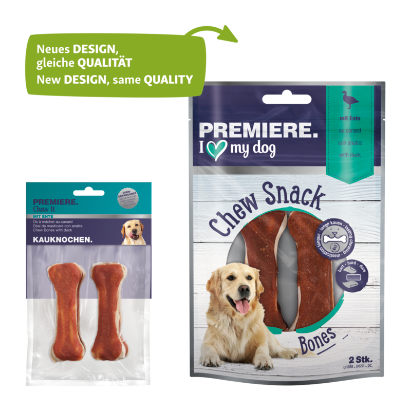 PREMIERE Snacks PREMIERE Kauknochen mit Ente 2 Stück, 120 g