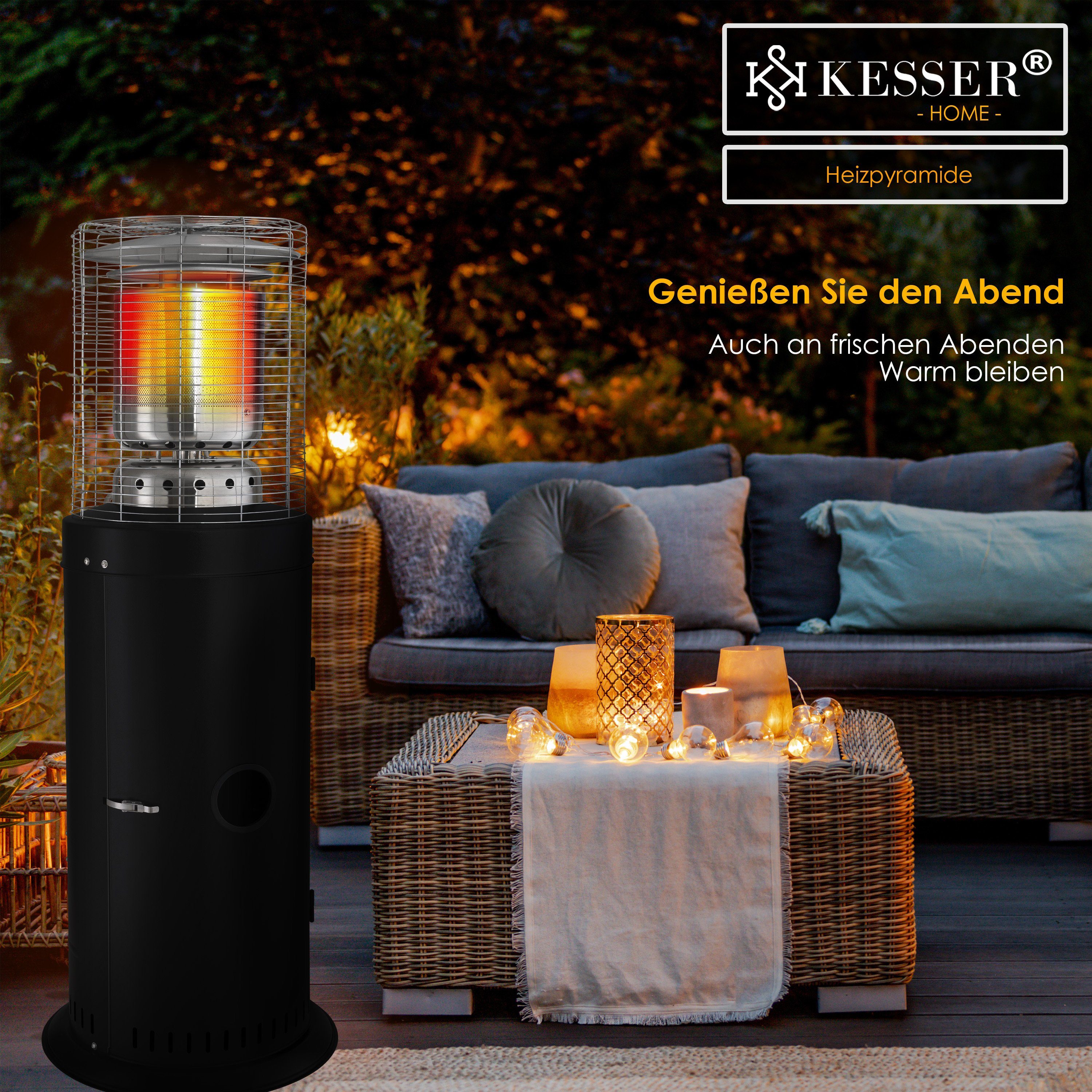KESSER Heizstrahler, 10000 W, Gas KE12 Heizpilz Heizer für Terrasse Terrassenheizer Gasheizstrahler