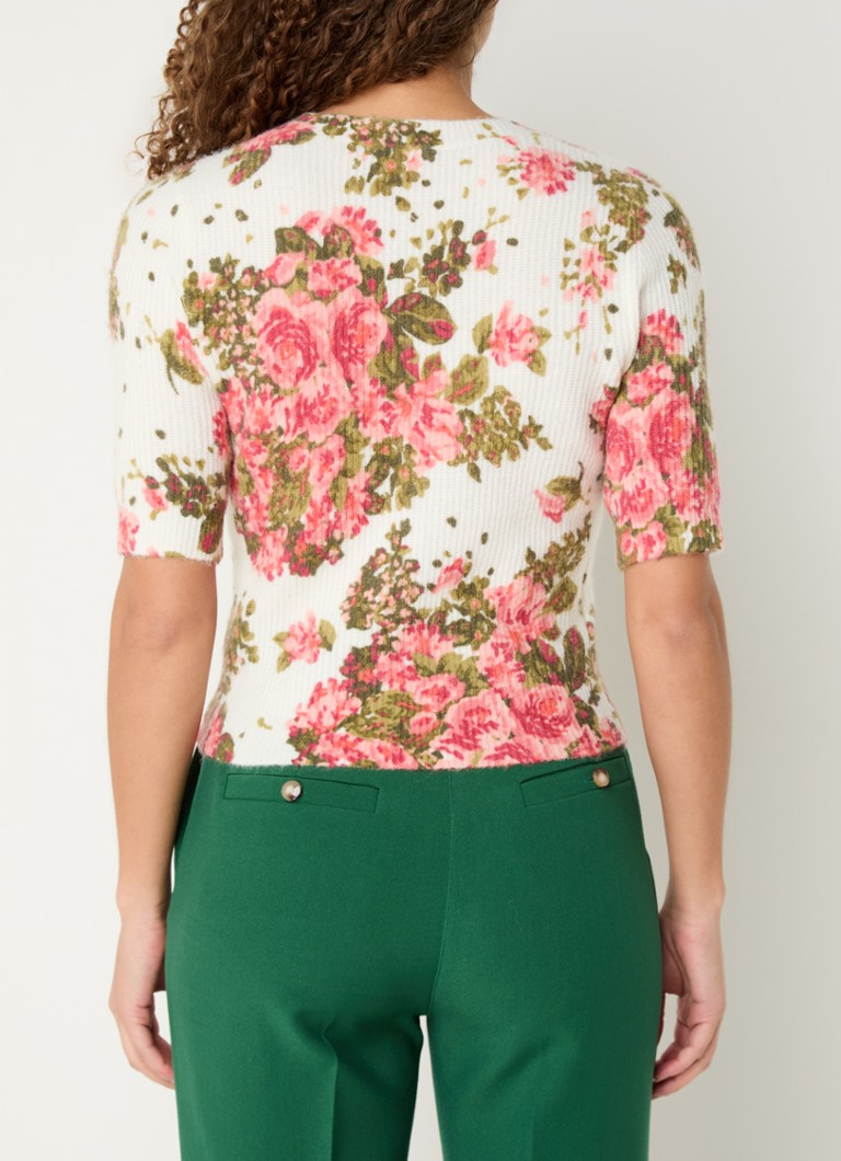 Pulover Benetton tricotat fin cu amestec de lână și imprimeu floral.