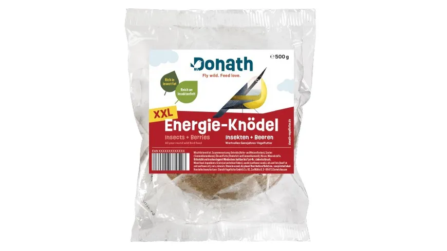 Donath Vogelfutter Energie-Knödel XXL Insekten & Beeren ohne Netz 500 g
