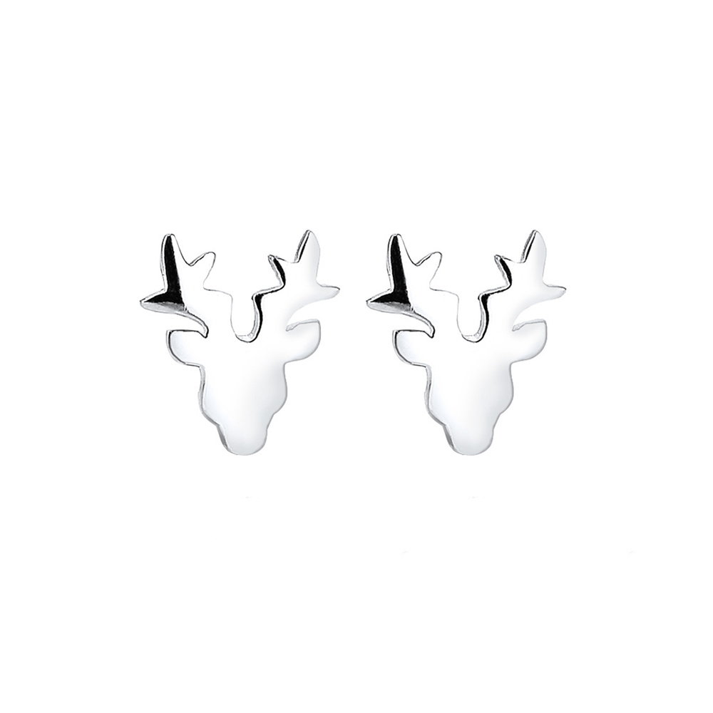 Elli Elli Boucles d'Oreilles Femmes Motif Cerf Ludique en Argent Sterling 925 Boucles d'oreilles