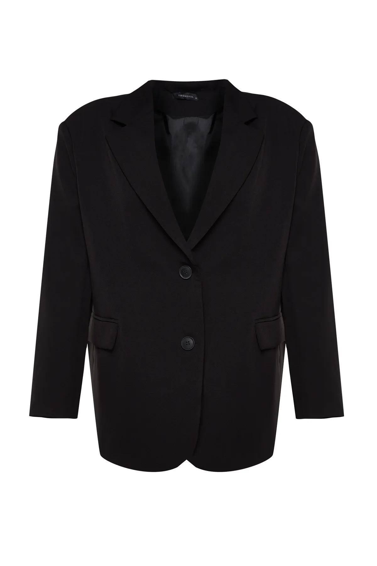 Trendyol Collection  Schwarzer gewebter Blazer in Übergröße TWOAW24BC00107
