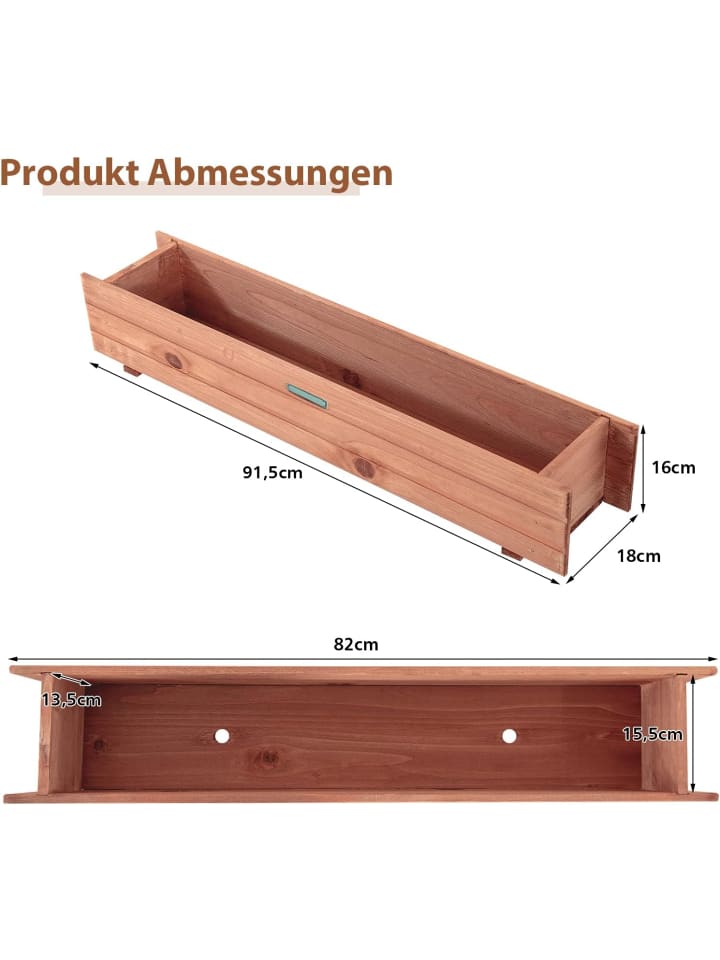 COSTWAY Hochbeet 91,5x18x16cm in Braun günstig kaufen onesize