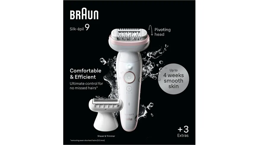 BRAUN Epilierer Silk-épil 9, 9-030 Weiß / Flamingorosa