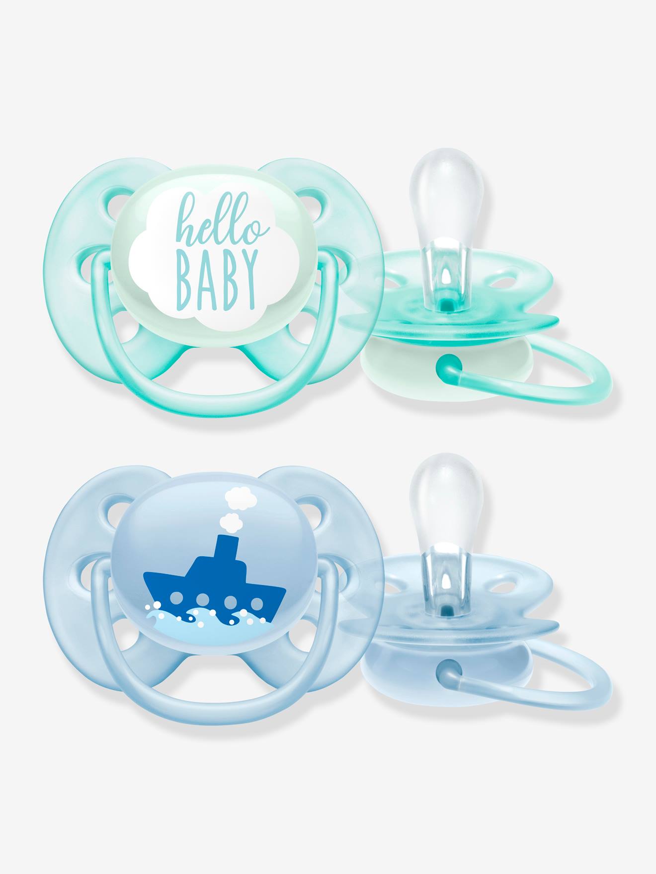 Lot de 2 sucettes ultra douces 1er âge Philips AVENT lapin blanc