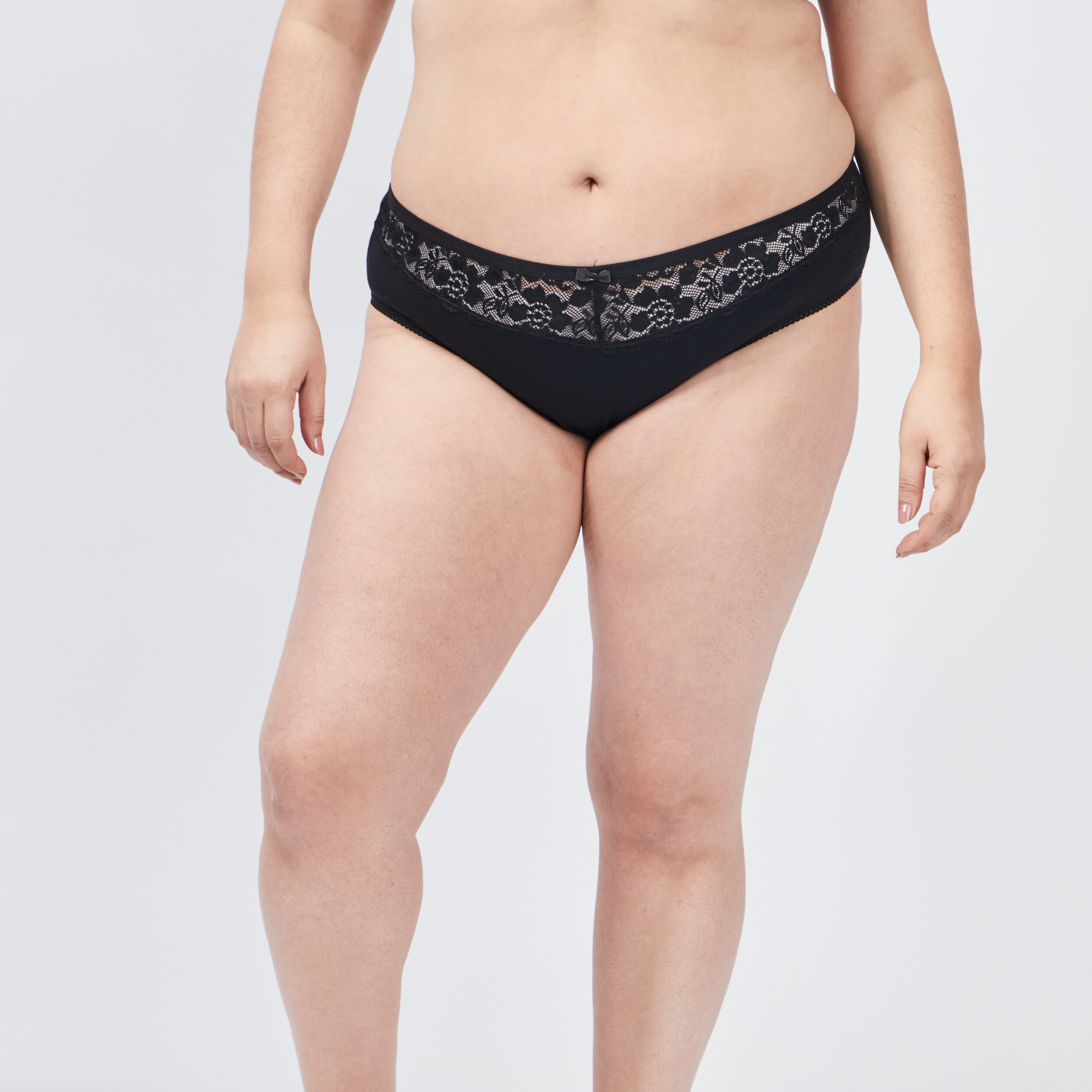 Culotte avec dentelle sur l'avant noir femme grande taille | La Halle