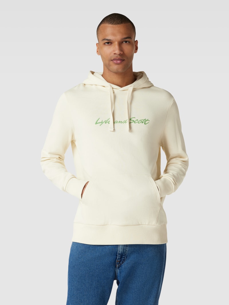 Hoodie mit Label-Stitching Modell 'Archive Embroidered' in offwhite