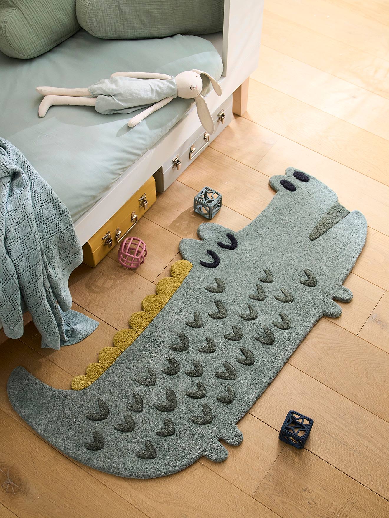 Vertbaudet Kinderzimmer Teppich TREK, Krokodil - grün