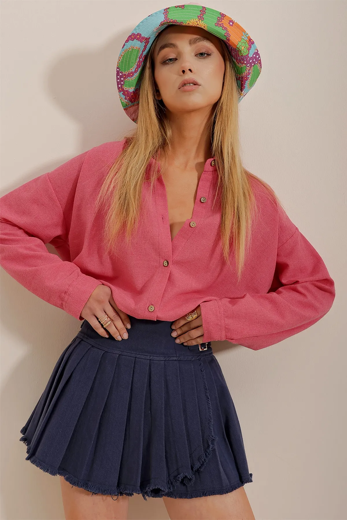 Trend Alaçatı Stili  Hemd - Rosa - Oversized